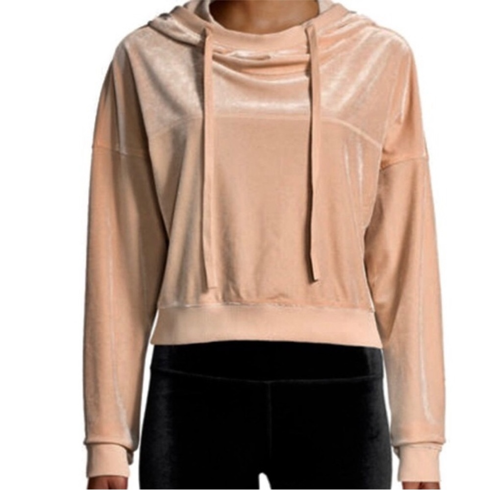Alo Yoga cropped velour hoodie in Nectar sz S